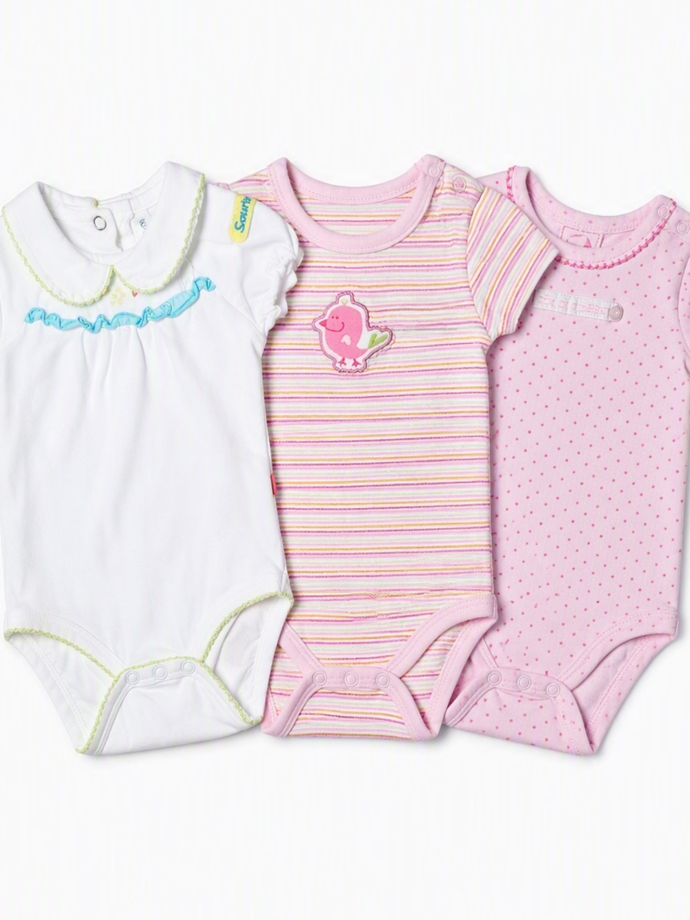 Vintage Y2K Zip Zap & Souris Mini Pink Coquette Ruffle Bodysuit Bundle 4pc 0-3M
